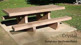  Presentation with public - PPT theme consisting of picnic table park lunch table table picnic table outside in a public park background and a coral colored foreground
