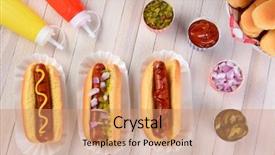  Presentation with picnic - Colorful slide set enhanced with picnic table with hot dog backdrop and a coral colored foreground
