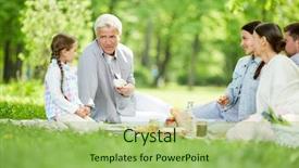  Presentation with family talking - PPT layouts having picnic with other family member background and a mint green colored foreground