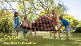  Presentation with picnic - Slide set enhanced with picnoc - family spreading the picnic blanket background and a tawny brown colored foreground