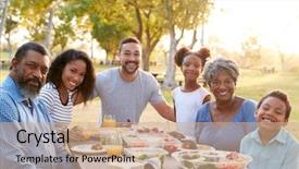  Presentation with generation - Theme having picnoc - portrait of multi generation family background and a light blue colored foreground