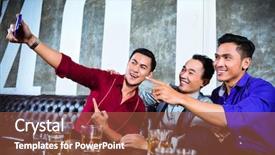  Presentation with night club - Audience pleasing PPT layouts consisting of pics - asian party people group backdrop and a tawny brown colored foreground