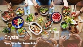  Presentation with dining - Slides consisting of pics - friends dining background and a tawny brown colored foreground