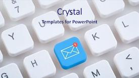  Presentation with email - Cool new theme with pictogram - computer keyboard with new email backdrop and a sky blue colored foreground