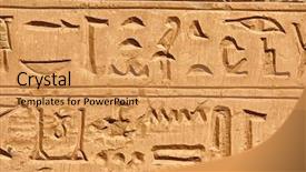  Presentation with sandstone - Amazing slide deck having pictogram - egiptian hieroglyphs carved in sandstone backdrop and a yellow colored foreground