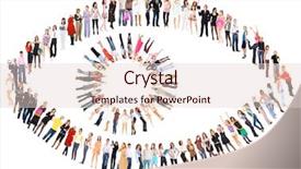  Presentation with stand - Cool new slide deck with pictogramme - together we stand many colleagues backdrop and a lemonade colored foreground