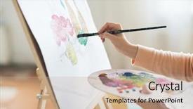  Presentation with poetry creativity concept - Amazing slide set having pictorial - art creativity and people concept backdrop and a coral colored foreground