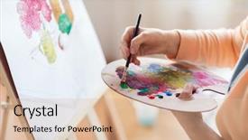  Presentation with creativity - PPT layouts having pictorial - art creativity and people concept background and a lemonade colored foreground