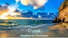  Presentation with sunset beach - PPT theme enhanced with pictorial - beautiful sea sunset beach background and a ocean colored foreground