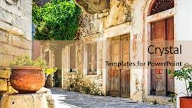  Presentation with greek - Audience pleasing slide deck consisting of pictorial - charming narrow streets of traditional backdrop and a coral colored foreground