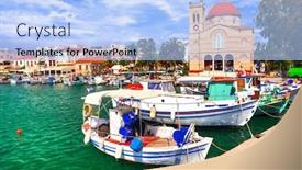  Presentation with greek islands - PPT layouts having pictorial-idyllic-greek-islands-aegina background and a light blue colored foreground