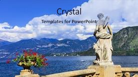  Presentation with villa - Presentation design featuring pictorial lago di como villa background and a light blue colored foreground