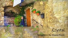  Presentation with italian - Amazing presentation design having pictorial old streets of italian backdrop and a yellow colored foreground