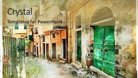  Presentation with old soho street - Audience pleasing presentation theme consisting of pictorial old streets of italy backdrop and a yellow colored foreground