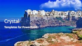  Presentation with indian historic places - PPT layouts consisting of pictorial places of italy - polignano background and a ocean colored foreground