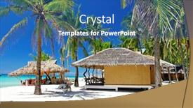  Presentation with nata de coco tropical - Cool new theme with pictorial tropical scene with native bungalows backdrop and a ocean colored foreground