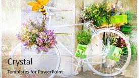  Presentation with artistic - PPT layouts having pictue - charming street decoration with bike background and a mint green colored foreground