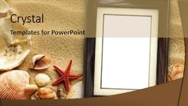  Presentation with shells - Audience pleasing slide set consisting of pictue frame on shells backdrop and a yellow colored foreground