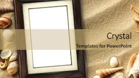  Presentation with shells - Amazing PPT layouts having pictue frame on shells backdrop and a coral colored foreground