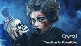  Presentation with fantasy - Theme having picture a beautiful fantasy woman background and a navy blue colored foreground