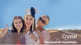  Presentation with vacation - Audience pleasing PPT theme consisting of picture by smartphone on self backdrop and a coral colored foreground