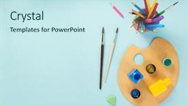  Presentation with picture frame - Amazing theme having picture frame and paints set backdrop and a sky blue colored foreground