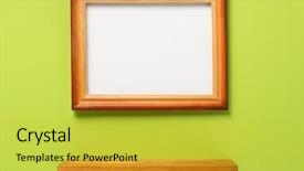  Presentation with picture frame - PPT theme featuring picture frame and shelf background and a yellow colored foreground