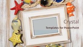  Presentation with fishes - Colorful PPT theme enhanced with picture-frame-with-decorative-fishes backdrop and a lemonade colored foreground