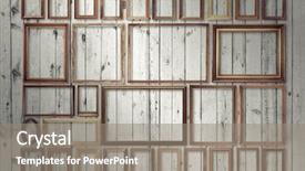  Presentation with square wall frame - Cool new PPT theme with picture frames set on wooden backdrop and a  colored foreground