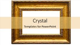  Presentation with gold frame - Presentation design having picture gold frame with a decorative pattern on a white background and a yellow colored foreground