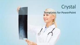  Presentation with radiology - PPT theme enhanced with picture human spine - healthcare medicine and radiology concept background and a sky blue colored foreground