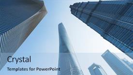  Presentation with financial center - Slides with picture is jin mao background and a light blue colored foreground