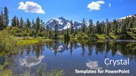  Presentation with lake - Colorful slide deck enhanced with picture-lake-landscape-in-mount backdrop and a ocean colored foreground