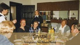  Presentation with memory book family photo album - Presentation featuring picture man - vintage photo - family party background and a coral colored foreground