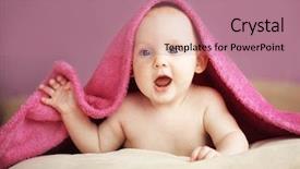  Presentation with baby - Slide set with picture of a baby lying background and a coral colored foreground