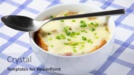  Presentation with onion - Beautiful PPT layouts featuring picture-of-a-bowl backdrop and a light blue colored foreground