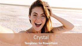  Presentation with pretty girl - Cool new slides with picture-of-a-cute-surprised backdrop and a coral colored foreground