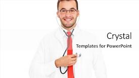  Presentation with heart rate - Slides enhanced with picture of a doctor checking heart rate over white background background and a white colored foreground