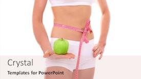  Presentation with tape measure - Colorful PPT layouts enhanced with picture of a fit woman standing over white background with a green apple and tied with a tape measure backdrop and a lemonade colored foreground