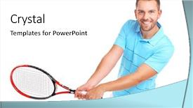  Presentation with professional tennis player athlete man - Colorful presentation theme enhanced with idyllic and colorful sunset in the tuscan countryside autumn season backdrop and a ocean colored foreground