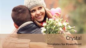  Presentation with happy smiling woman dental health - Presentation having picture of a happy woman background and a  colored foreground