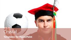  Presentation with traditional - Beautiful presentation theme featuring picture-of-a-polish-man backdrop and a coral colored foreground