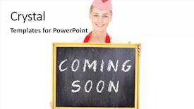  Presentation with coming soon - Cool new PPT theme with board with a coming soon backdrop and a sky blue colored foreground