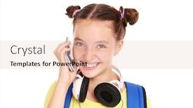  Presentation with phone - Audience pleasing slides consisting of picture-of-a-schoolgirl-talking backdrop and a lemonade colored foreground