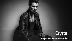  Presentation with black man - Presentation theme featuring picture of a seated rock background and a dark gray colored foreground