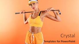  Presentation with woman sport - Colorful theme enhanced with picture-of-a-serious-young backdrop and a gold colored foreground