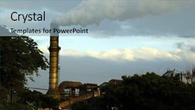  Presentation with sugar - PPT layouts consisting of picture of a smokey sugar mill on a bright sunny day background and a light blue colored foreground