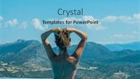  Presentation with swimming pool - Slide deck consisting of picture of a woman in swimming-pool watching ocean background and a light blue colored foreground