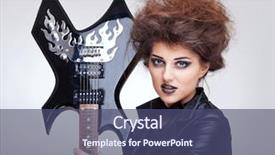  Presentation with electric guitar - Cool new slide set with picture of a woman with great makeup holding an electric guitar backdrop and a ocean colored foreground