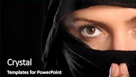  Presentation with black prayer - Cool new slide deck with picture of a young arabic woman focused on her prayer over black background backdrop and a black colored foreground